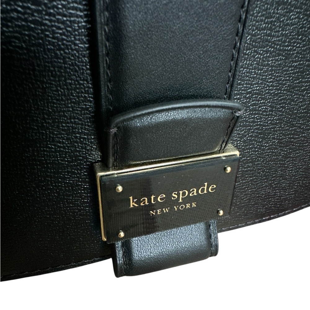 Kate Spade Black Leather Saddle Crossbody Bag NWT Gold Hardware Dust Bag Classic - Picture 8 of 17
